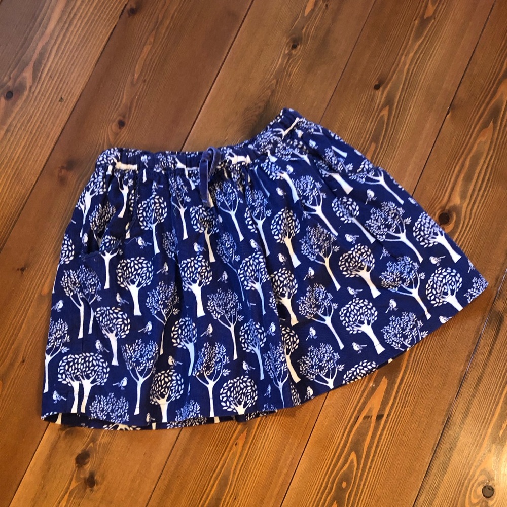 Mini Boden Blue Forrest Corduroy Mini Skirt Girls 5-6